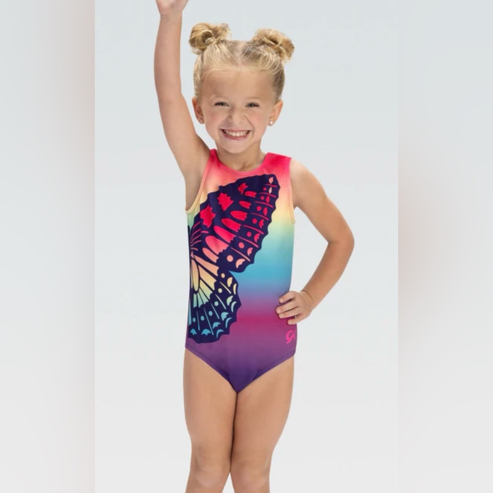 New with tags multi colored kids Flutter Tank gymnastics Leotard Style #E50895